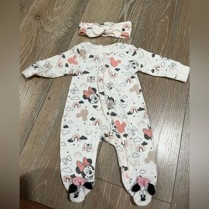 Minnie Mouse 0-3 Month Sleeper with Matching Bow
